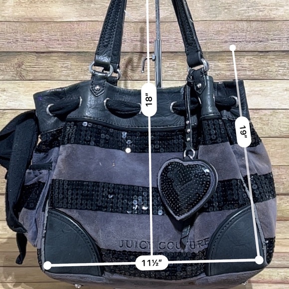 Juicy Couture Grey Velour Bejeweled Shoulder Bag - Picture 10 of 10